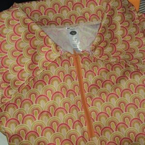 Smiffys 70s Retro Groovy Geometric Half Zip Dagger Collar Disco Top Sz L Mens